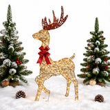 48 Inch Champagne Wicker Reindeer Warm White LED Decor