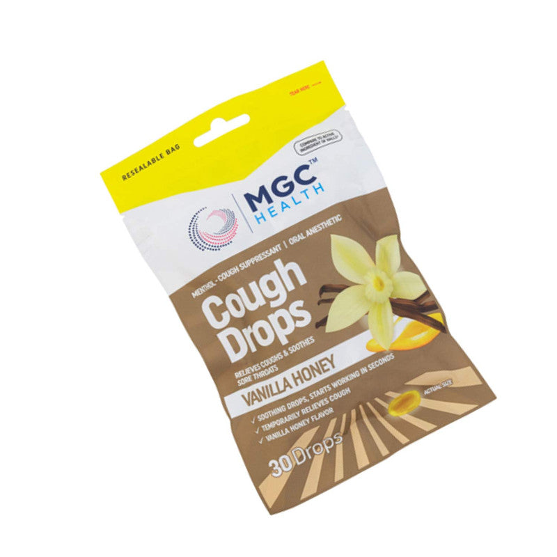 Vanilla Honey Cough Drops 30ct MGC Health Lozenges