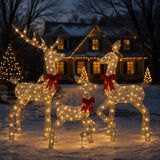 Lighted Silver Reindeer Christmas Yard Decor Set
