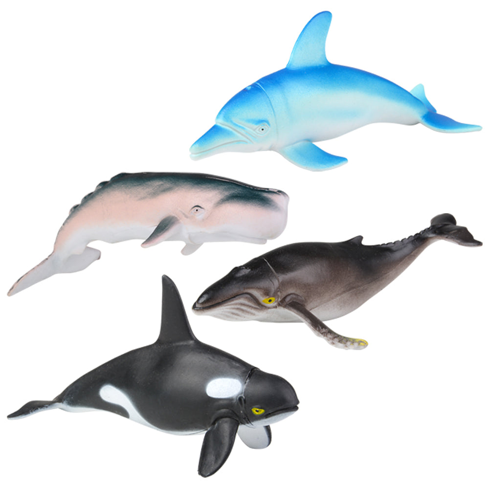 Whale and Dolphin Figurine Set (7 Pc Mesh Bag)