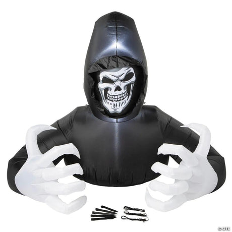 Inflatable Groundbreaker Skeleton Reaper Halloween Decoration, inflates into a giant Halloween yard display
