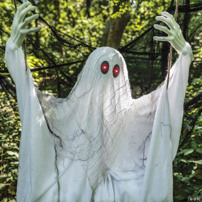 5 Ft. 1/4" Light-Up Life-Size Ghost on a Swing Halloween Decoration