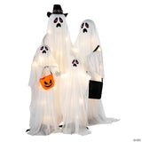 5 Ft. 2 3/4" Light-Up Ghost Family Standing Halloween Decorations - 4 Pc.