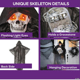 5 Ft. 2" Sonic Hanging Skeleton Reaper with Tombstone Halloween Decoration