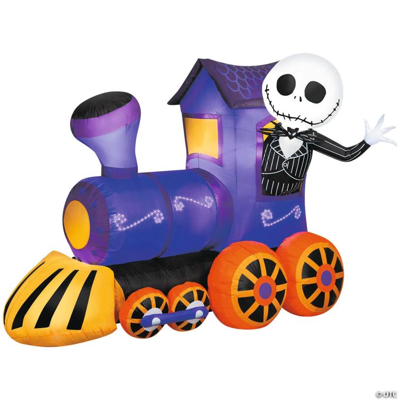 5 Ft. 3" Airblown® Inflatable Light-Up The Nightmare Before Christmas™ Jack Skellington on a Train Outdoor Decoration