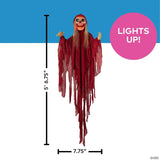 5 Ft. 6 3/4" Hanging Light-Up Skeletal Reaper in Red Robes Halloween Decoration