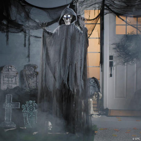 RADYAN Animated Hanging Skeleton Grim Reaper Halloween Yard Decoration shown in a clear product image