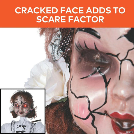 RADYAN Animated Rolling Wind-Up Doll Halloween Decoration with Light-Up Eyes shown in a clear product image
