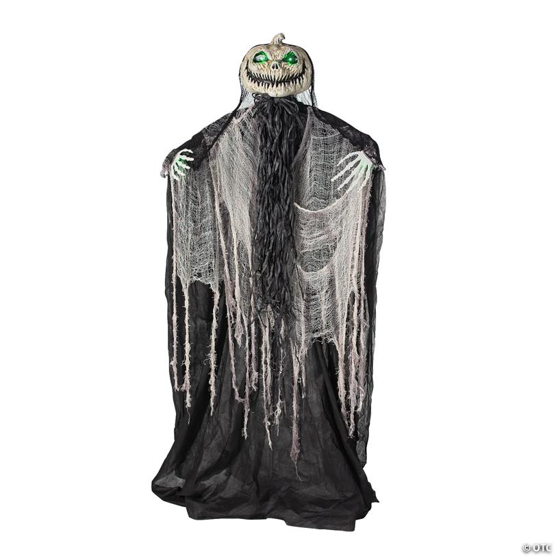 5 Ft. 6" Green Light-Up Pumpkin Man Standing Halloween Decoration