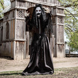 5 Ft. 6" Jaw-Dropping Scary Bride with Black Dress Standing Halloween Decoration