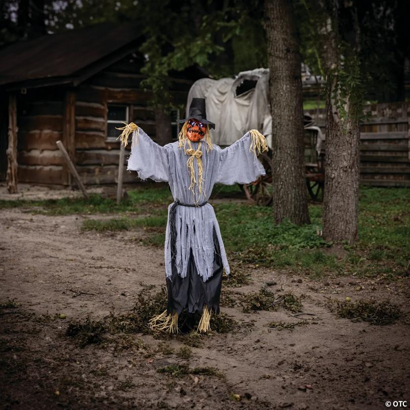 5 Ft. 8" Animated Head Turning Pumpkin Scarecrow Halloween Decoration