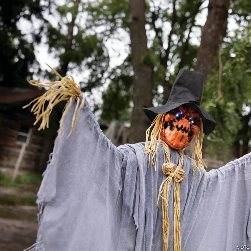 5 Ft. 8" Animated Head Turning Pumpkin Scarecrow Halloween Decoration