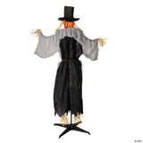 5 Ft. 8" Animated Head Turning Pumpkin Scarecrow Halloween Decoration