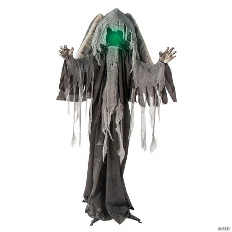 5 ft 8 in Animated Reaper Halloween Decoration with Moving Wings and Hooded Robe