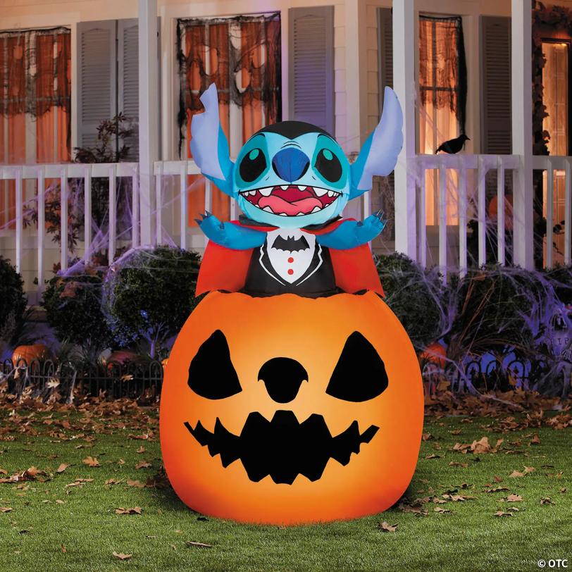 5 Ft. Airblown® Inflatable Animated Lilo & Stitch™ Vampire Stitch with Jack-O'-Lantern Halloween Outdoor Yard Decoration