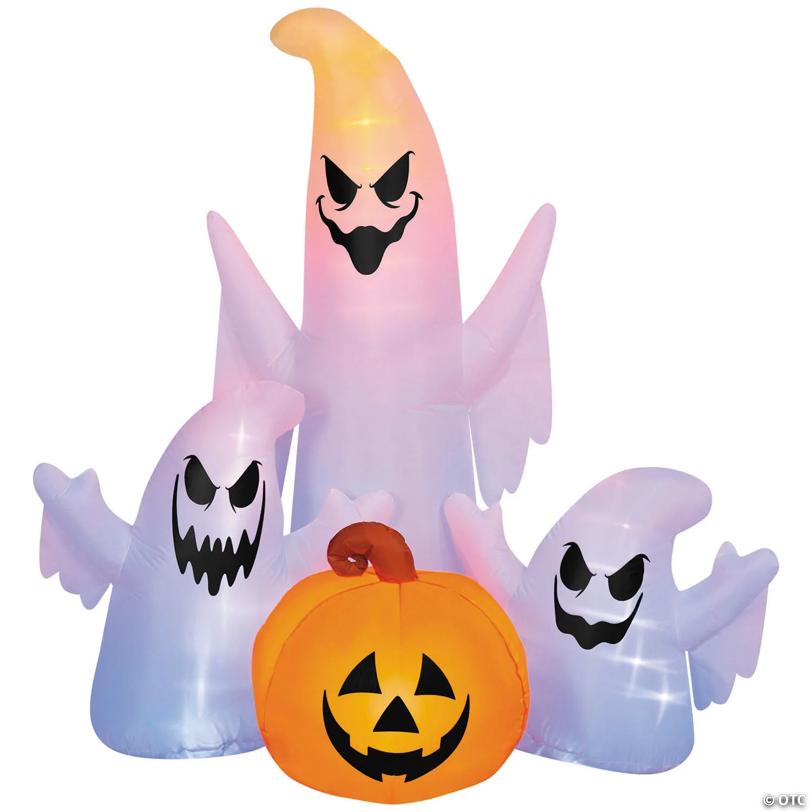 5 Ft. Airblown® Inflatable Lightshow Rainbow Wave Ghost Trio with Jack-O'-Lantern Halloween Outdoor Decoration