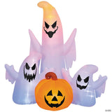 5 Ft. Airblown® Inflatable Lightshow Rainbow Wave Ghost Trio with Jack-O'-Lantern Halloween Outdoor Decoration