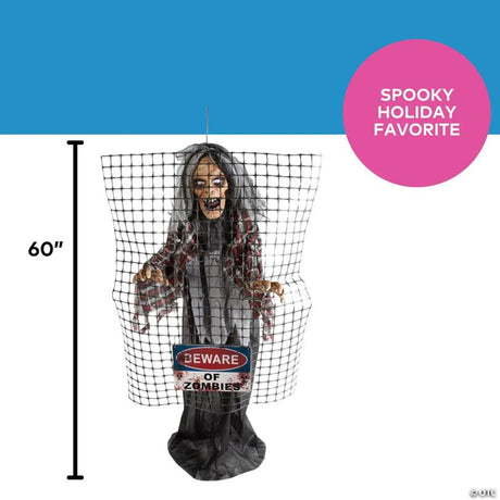 Animated Electric Fence Zombie Halloween Decoration with Sound, with animated movement for a spooky Halloween effect