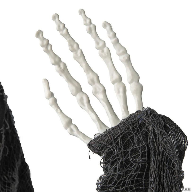 5 Ft. Animated Eyes Hanging Skeleton Reaper with Black Robe Halloween Decoration