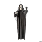 5 Ft. Animated Eyes Hanging Skeleton Reaper with Black Robe Halloween Decoration