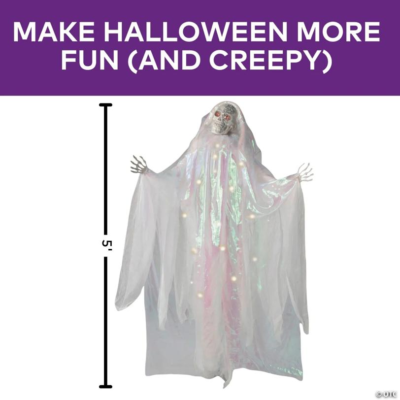 5 Ft. Animated Standing Skeleton with Iridescent Shroud Halloween Decoration