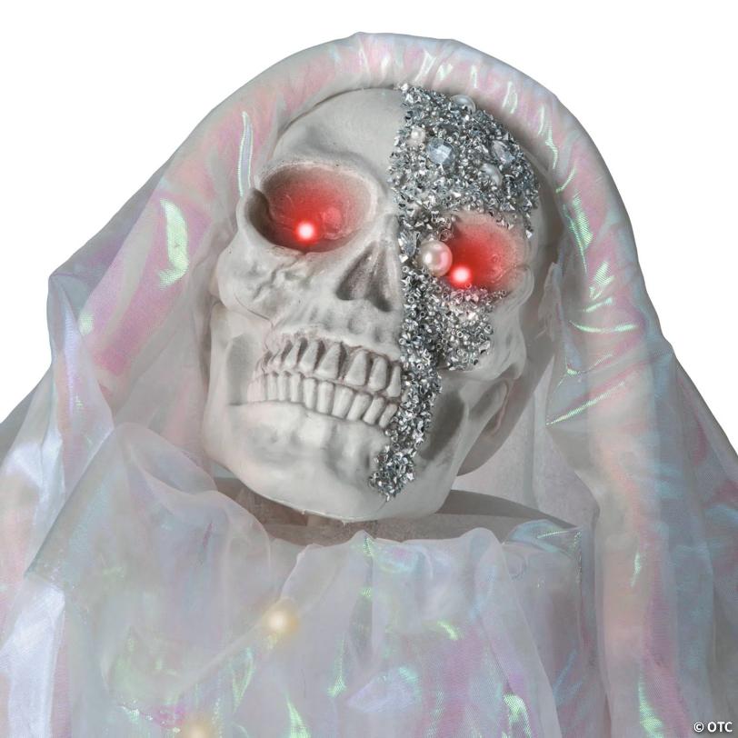 5 Ft. Animated Standing Skeleton with Iridescent Shroud Halloween Decoration
