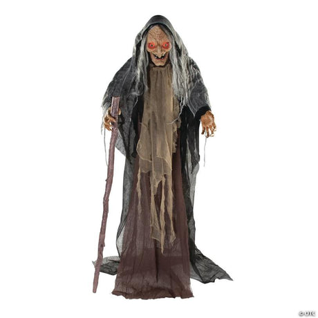 5-Foot Animated Standing Witch Halloween Decoration with Motion Activation