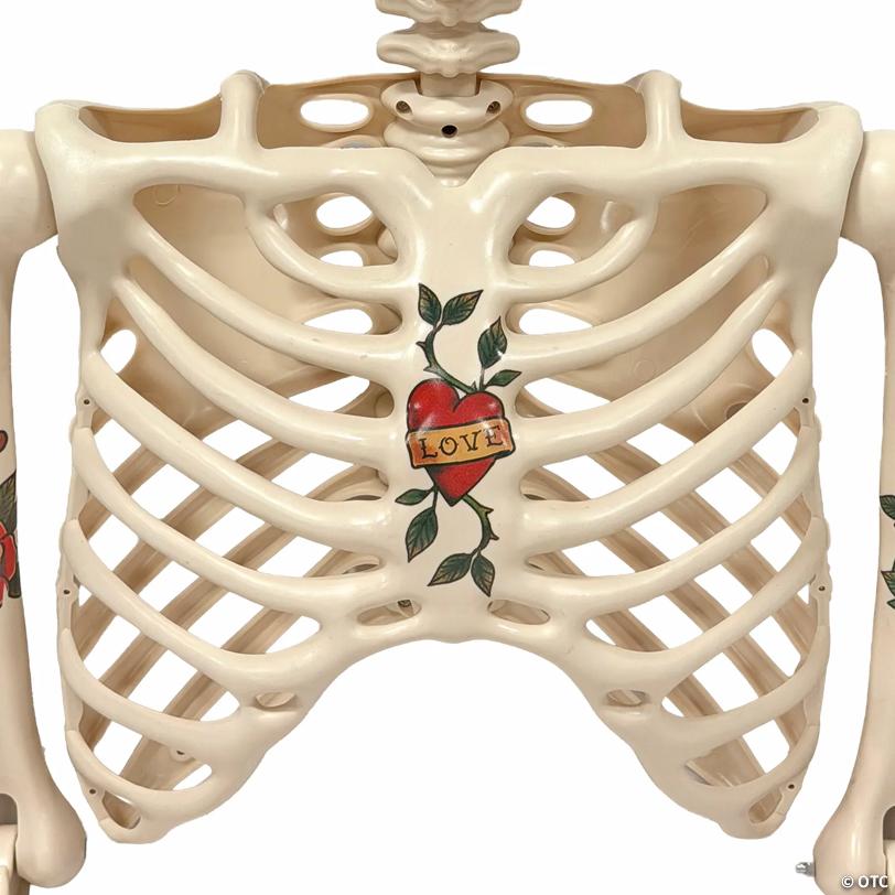 5 Ft. Life-Size Posable Skeleton with Tattoos Halloween Decoration