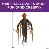 5 Ft. Light-Up Posable Hanging Pumpkin Patch Ghoul with Sound Halloween Decoration