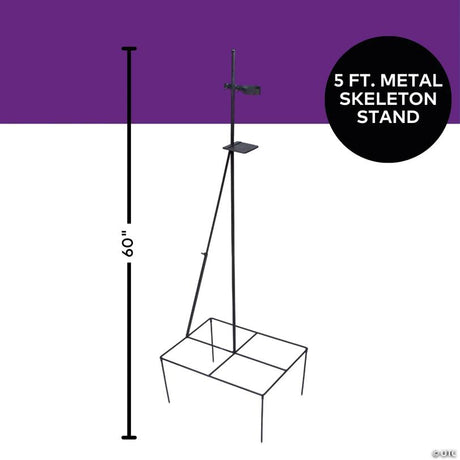 Metal Skeleton Stand for Displaying Full-Size Halloween Skeletons, showing a detailed skeletal bone design