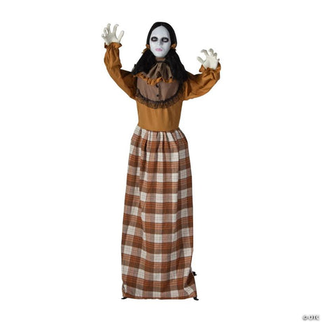 RADYAN Standing Creepy Woman Animated Pop-Up Halloween Yard Decoration shown in a clear product image