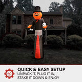 12ft Haunted Hill Farm Yard stake Lighted Jack-o-lantern Inflatable