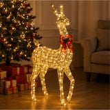 89" Lighted Wicker Doe Outdoor Christmas Decoration