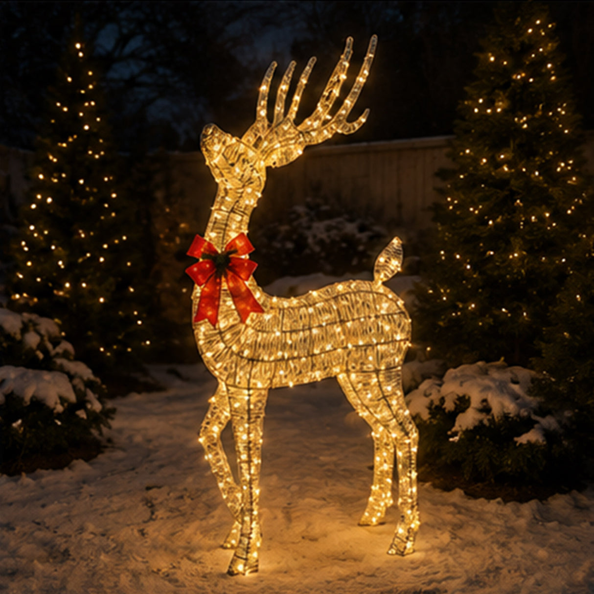 108" Lighted Wicker Reindeer Outdoor Christmas Decor