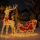 Lighted Reindeer Sleigh Christmas Yard Decoration