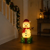 Lighted Snowman Gift Box Christmas Yard Decoration