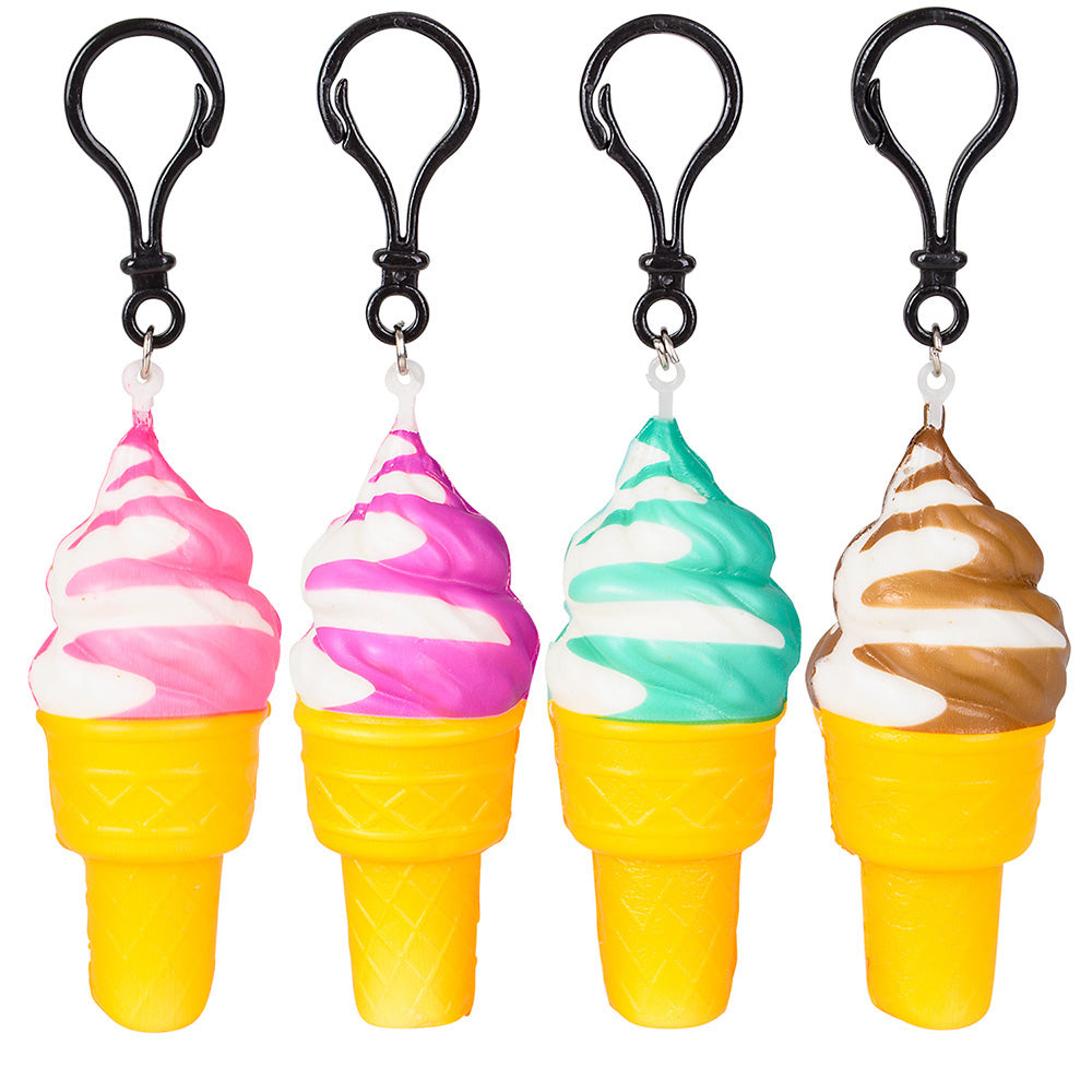 Squish Ice Cream Cone Backpack Clip (24 Pc Display)