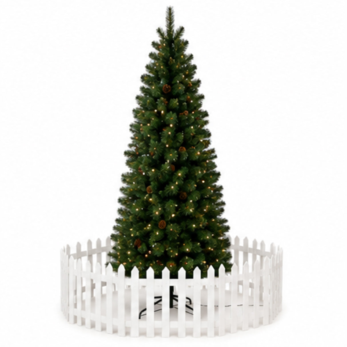7.5FT Pre Lit Pencil Christmas Tree with Pinecones LED