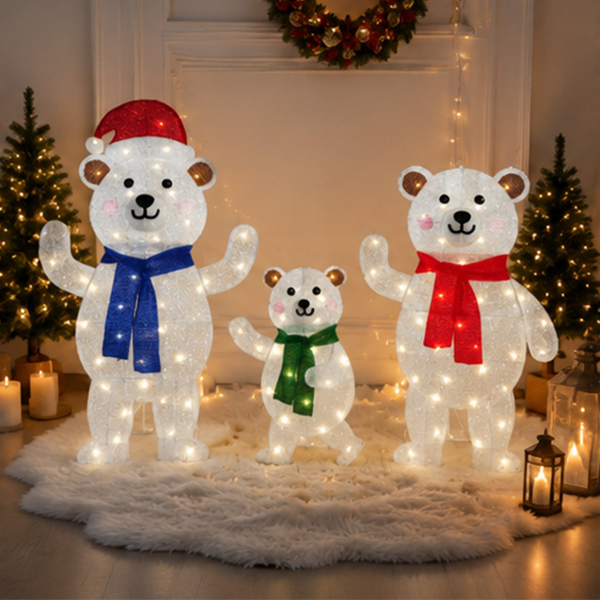 Lighted Polar Bear Family Christmas Yard Decoration