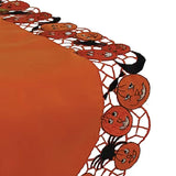 70 Inches Orange Embroidered Jack-o-Lantern Halloween Table Runner