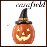 Casafield Pre Lit Ceramic Halloween Jack-o-Lantern Tabletop Decor