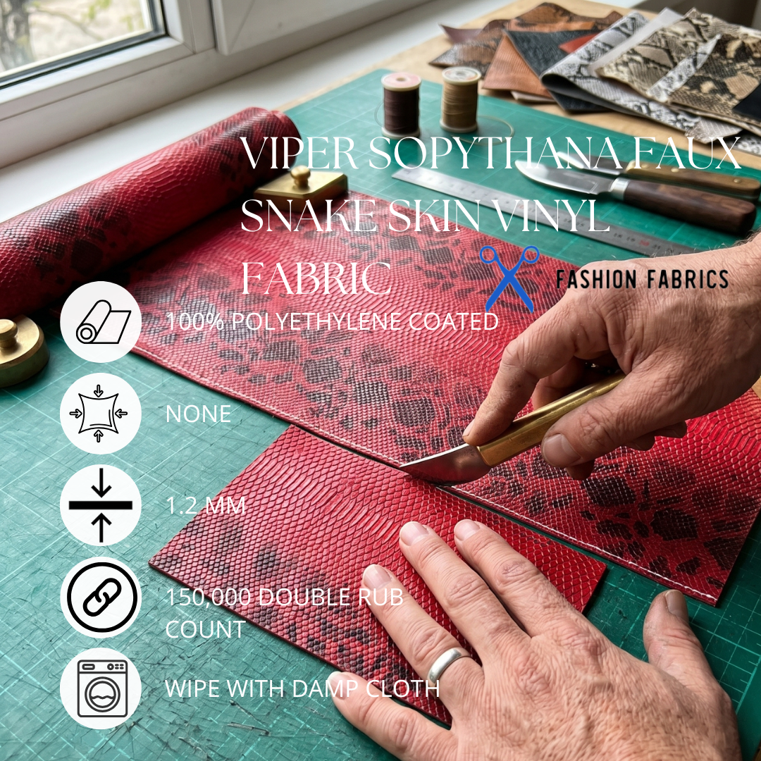 Faux Snake Skin Vinyl Fabric Viper Sopythana