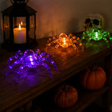 3 Pack Light Up Spider Halloween Decor Orange Green UV