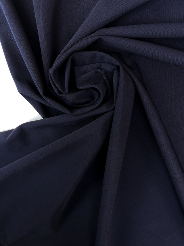 Blue Polyester Viscose Elastane Twill