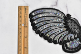 Sequin Butterfly Applique Black Hologram 10 x 4.50