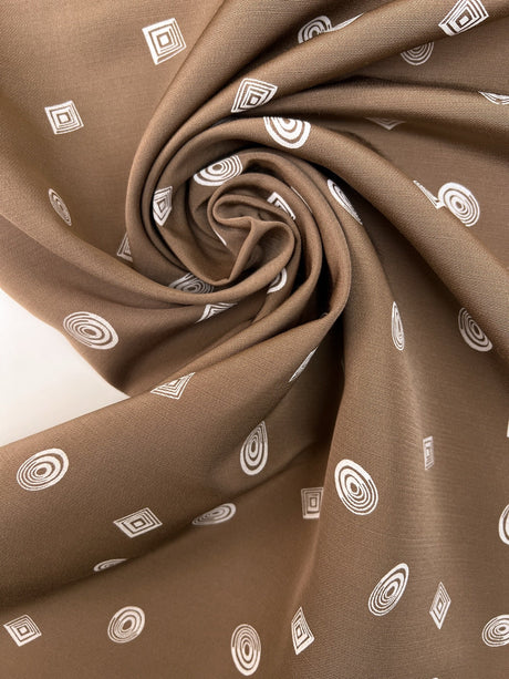 Wool Blend Printed Jacket Fabric White Brown