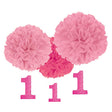 Amscan 1st Birthday Fluffy Decorations w/Danglers - Pink , 1 set
