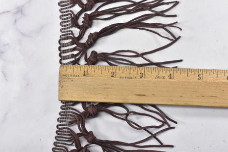 Fringe Trim Faux Leather Chocolate 4" Knotted