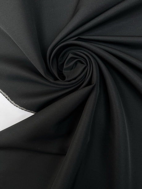 Wool Blend Rep Suiting Fabric Black