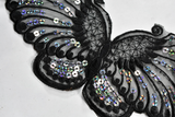 Sequin Butterfly Applique Black Hologram 10 x 4.50